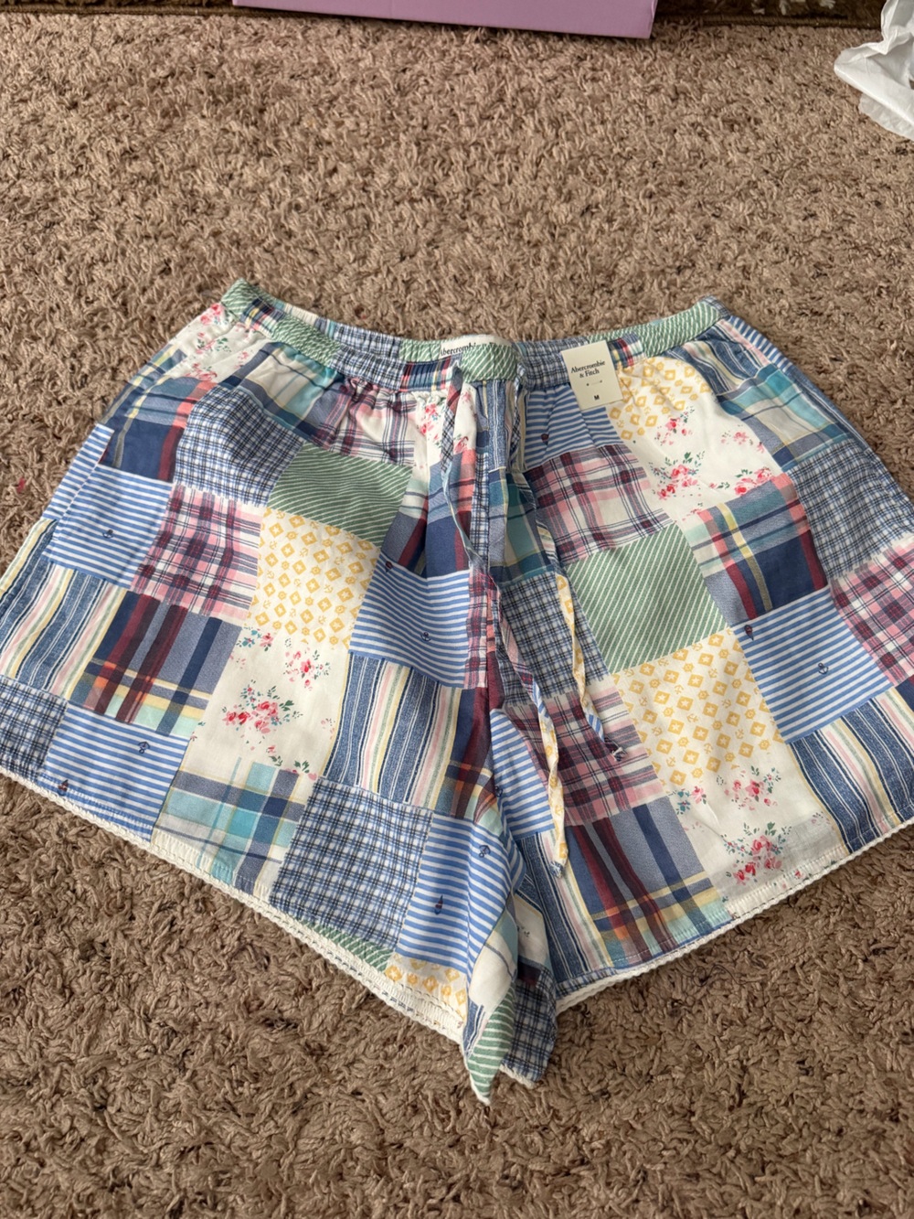 Patchwork Cotton Shorts - Multicolor